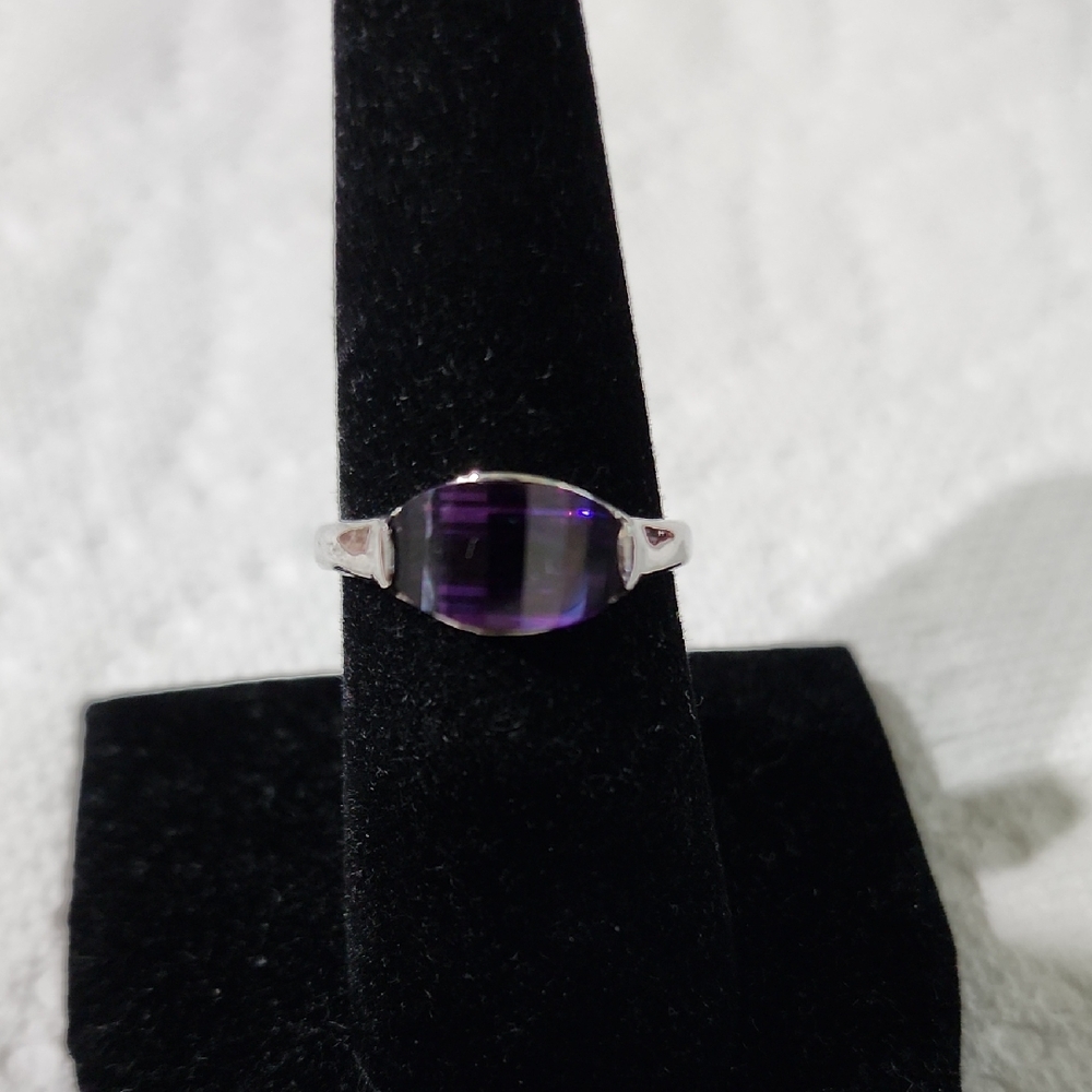 Elegant Purple Amethyst Silver Ring